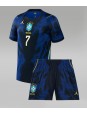 Brasilien Vinicius Junior #7 Replika Borta Kläder Barn VM 2026 Kortärmad (+ byxor)